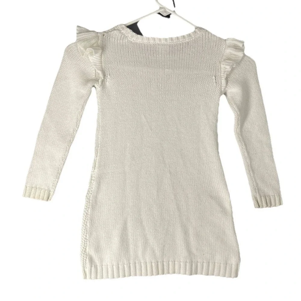 Carter's Little Girls Cable Knit Sweater Dress Sz 4T Ivory Cream Preppy‎ Clean